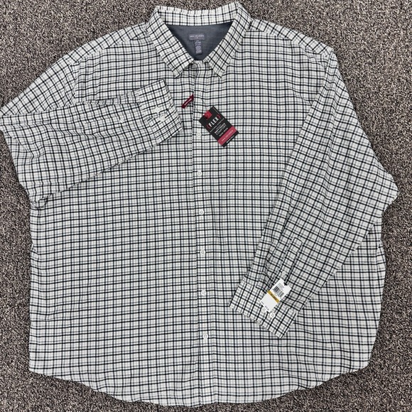 Mens 4XL Dress Shirt-Van Heusen Flex Easy Care Plaid Soft Touch Brown Black NWT - Picture 2 of 8